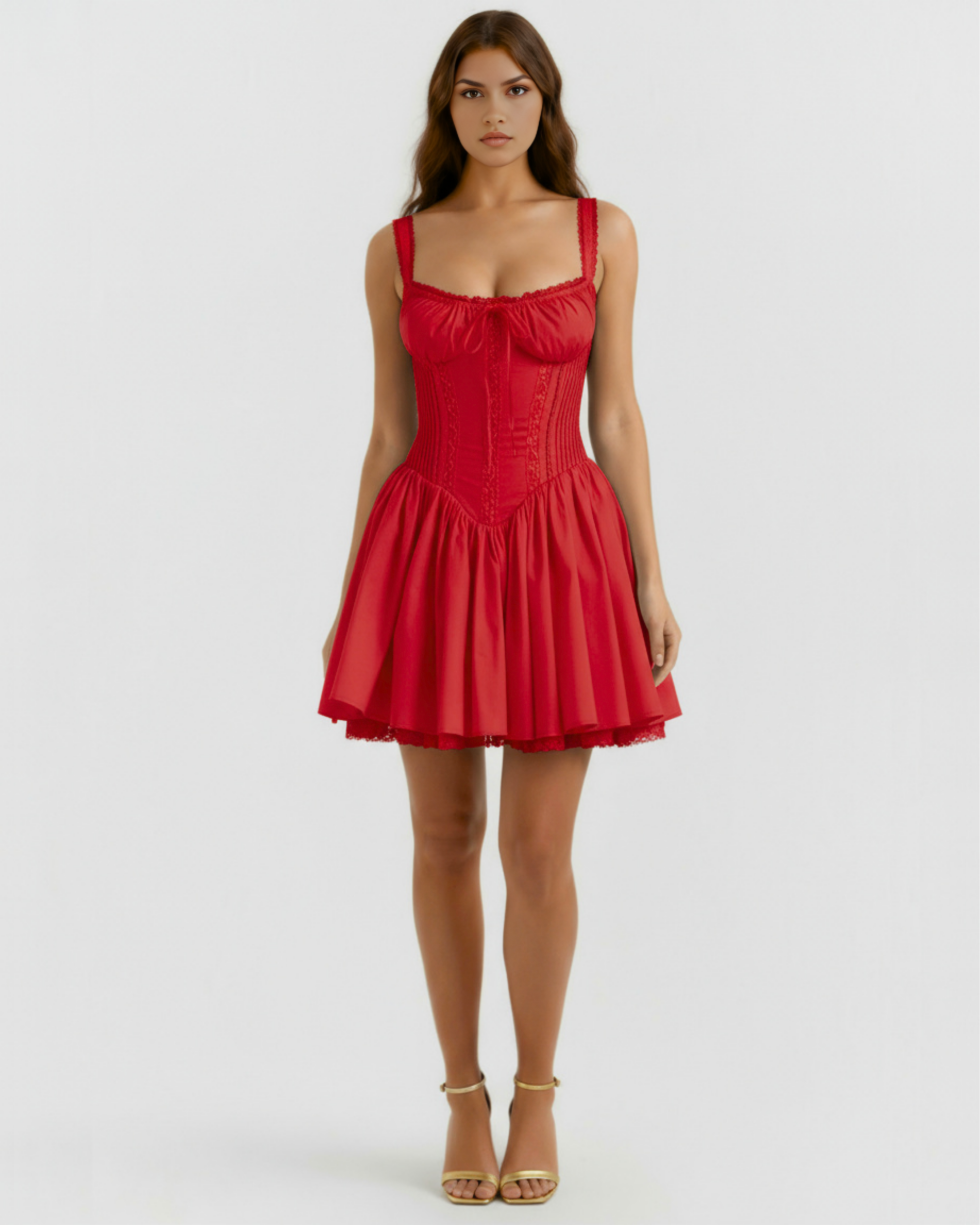 Vestido corto con corsé y falda fluida
