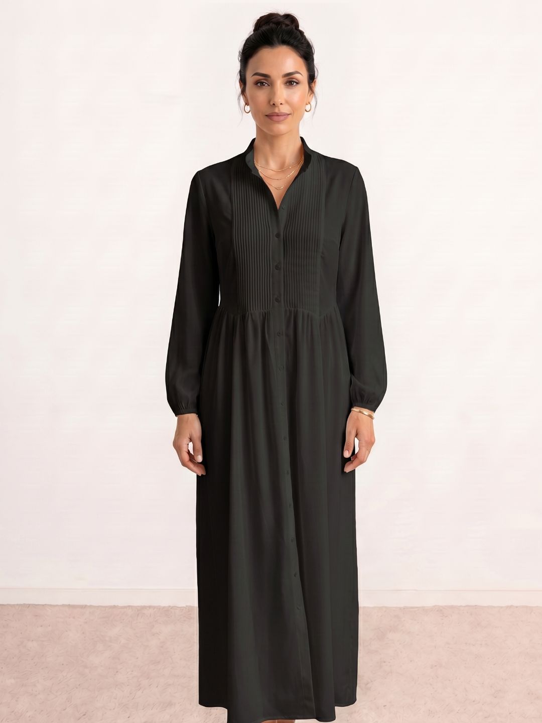 Vestido camisero plisado