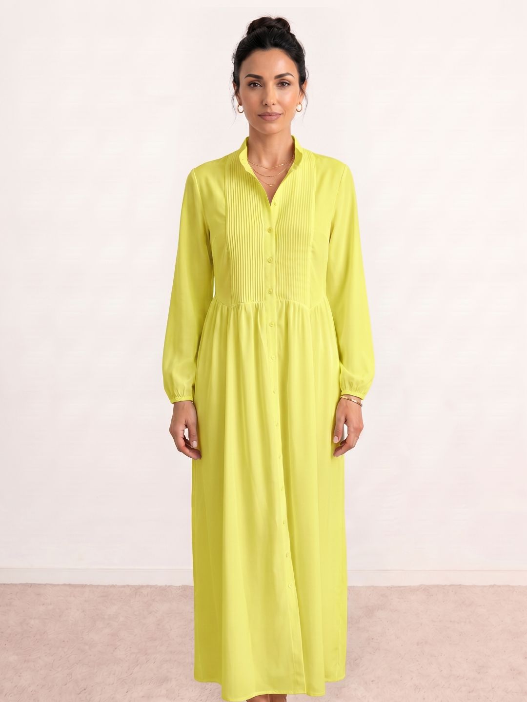 Vestido camisero plisado