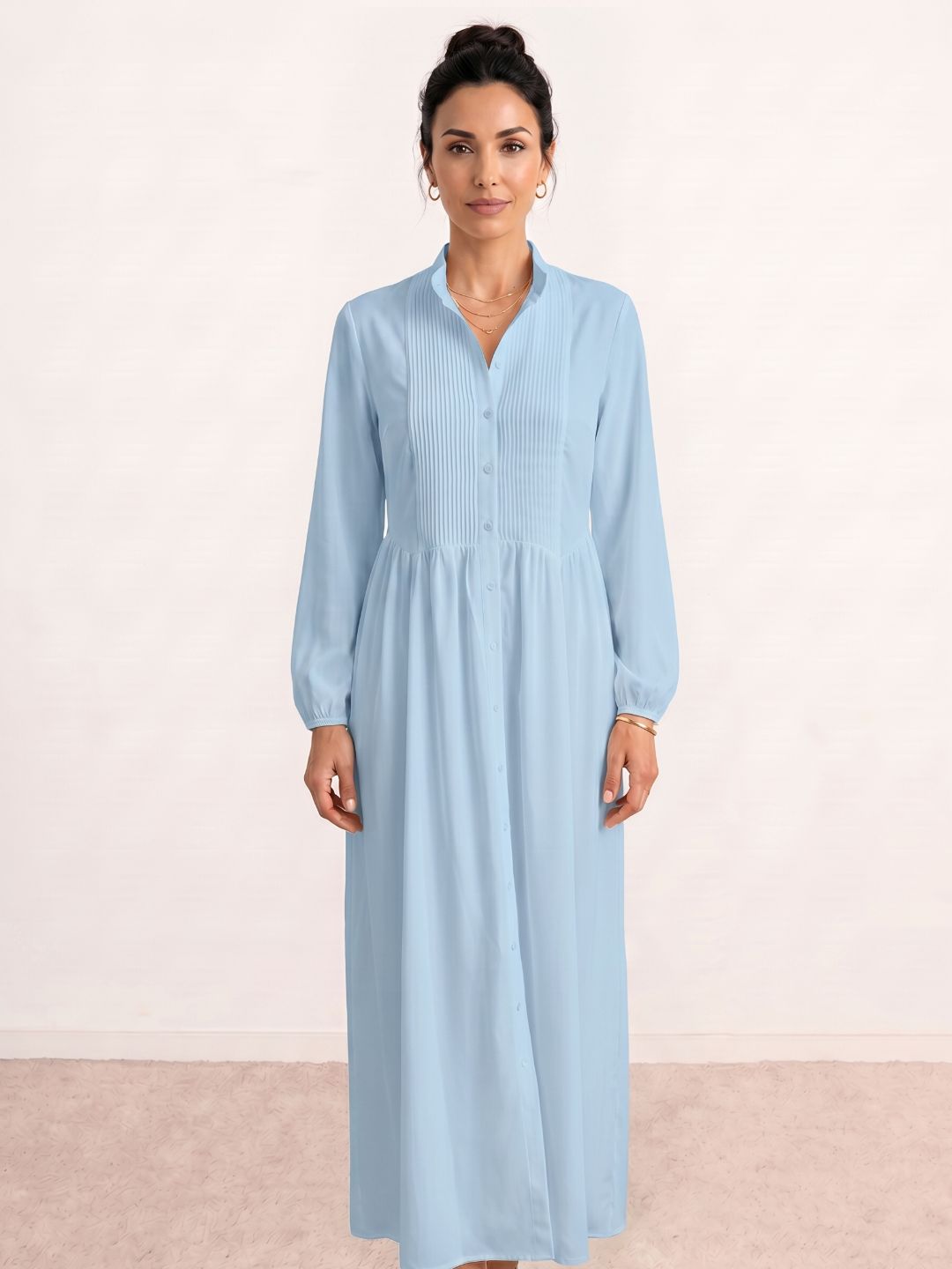 Vestido camisero plisado