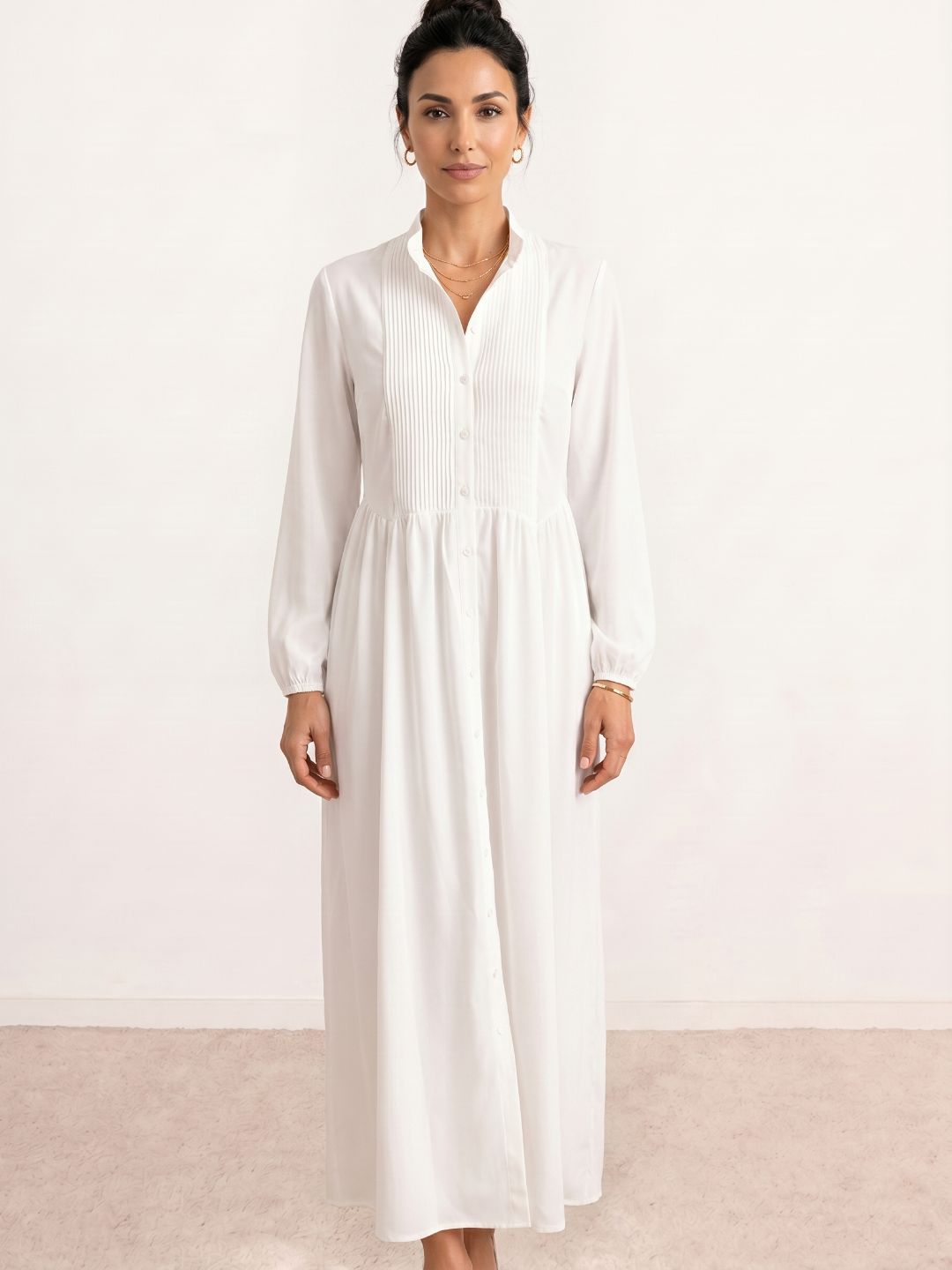 Vestido camisero plisado