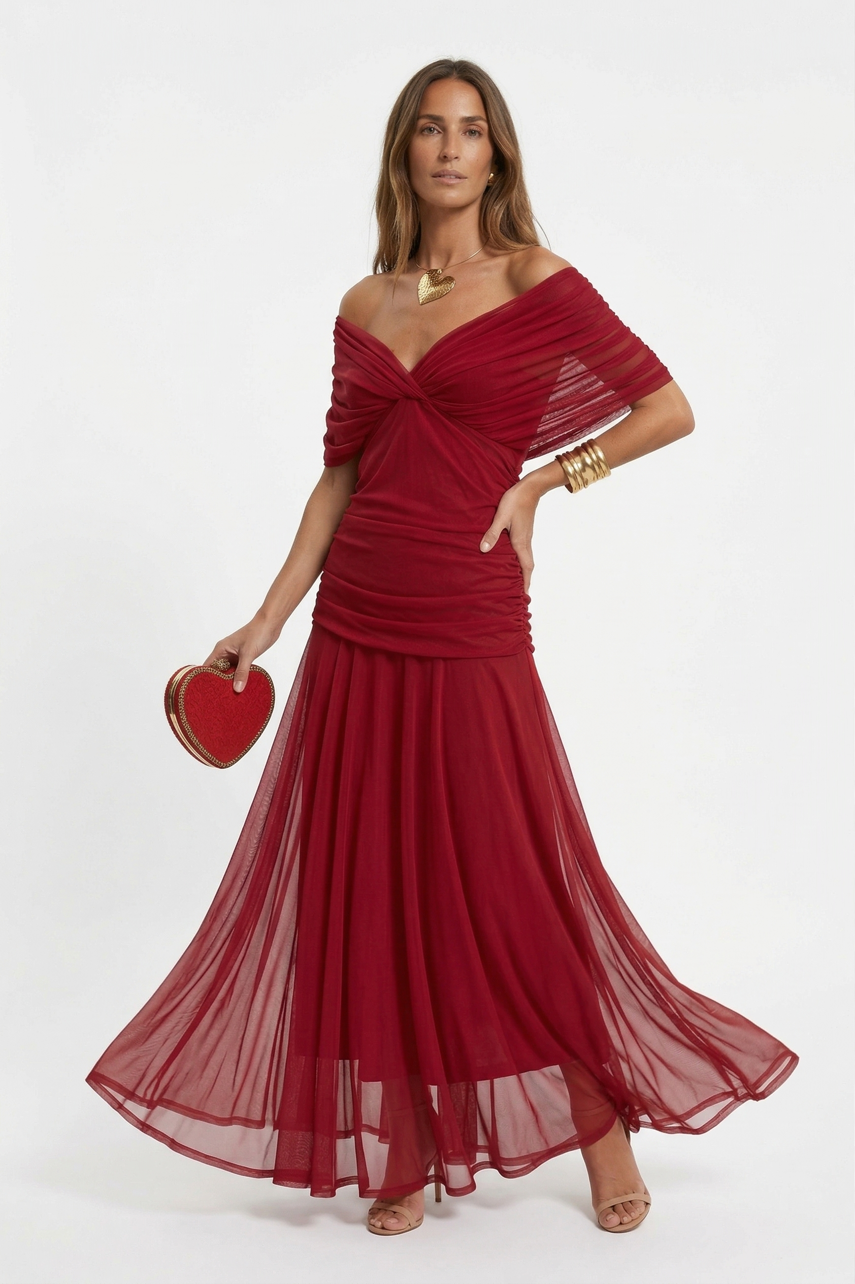 Vestido largo con escote en v