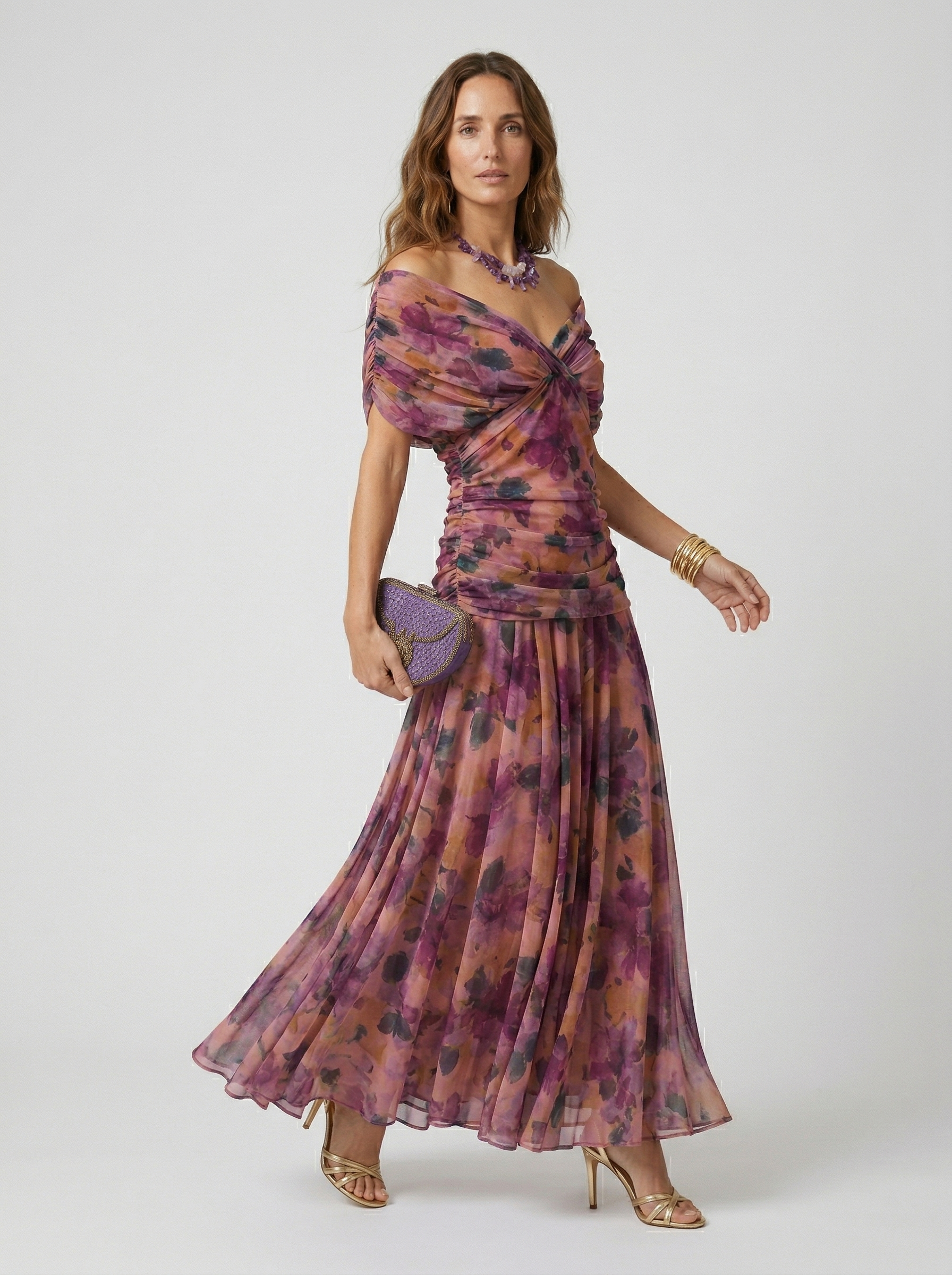 Vestido largo con escote en v