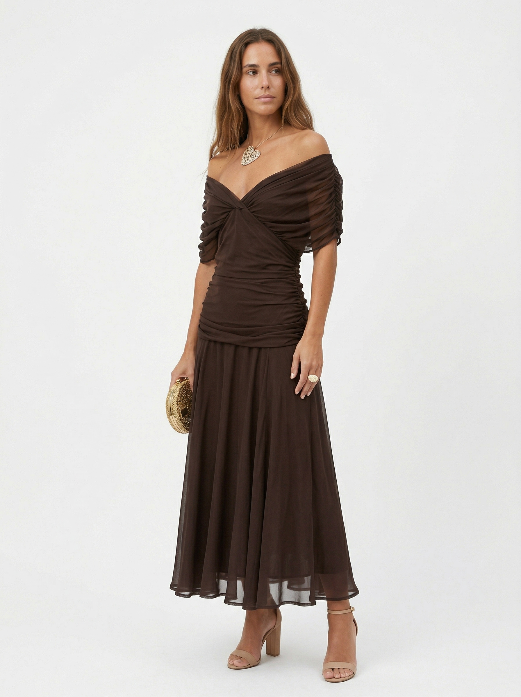 Vestido largo con escote en v