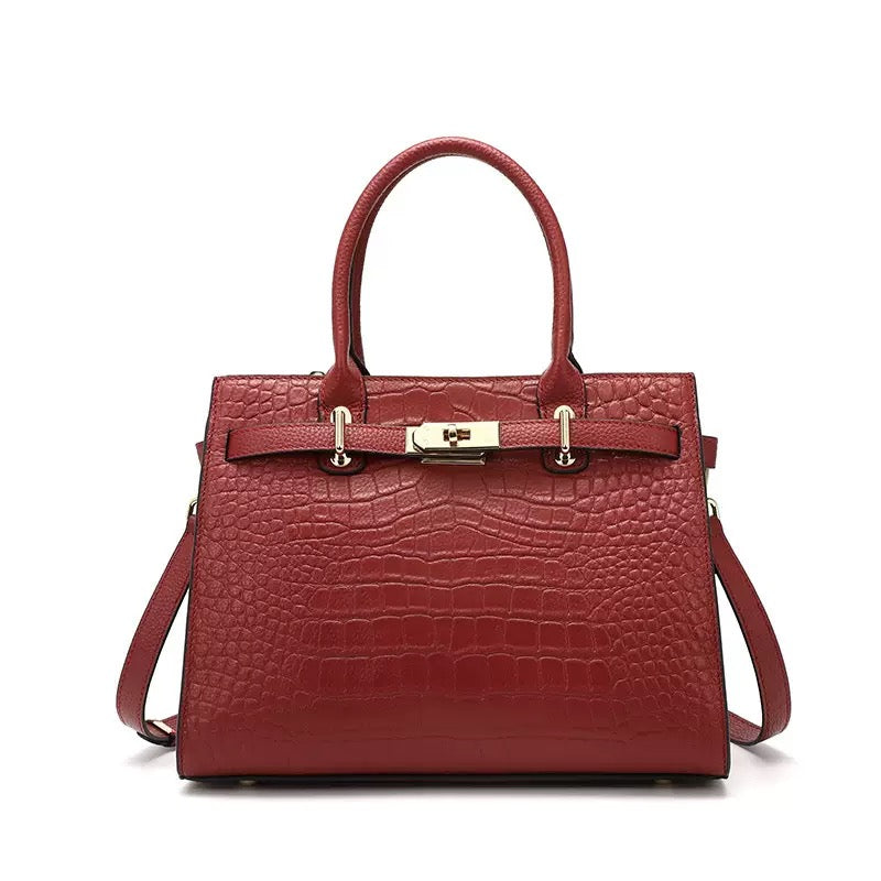 Bolso clásico de cuero genuino de mujer, para uso diario