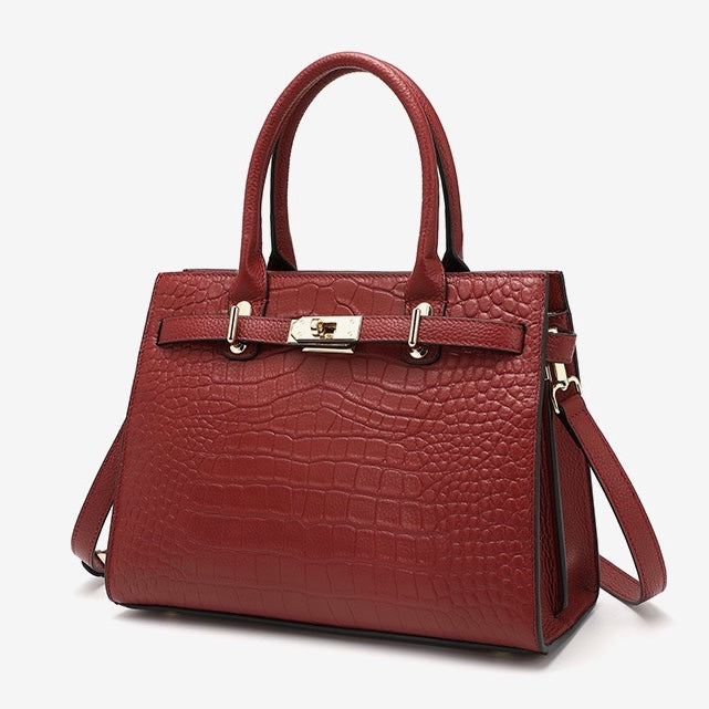 Bolso clásico de cuero genuino de mujer, para uso diario