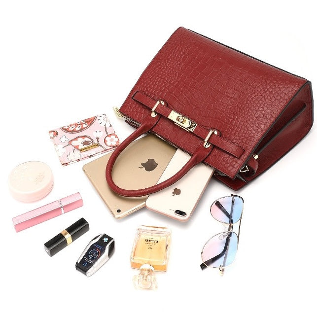 Bolso clásico de cuero genuino de mujer, para uso diario