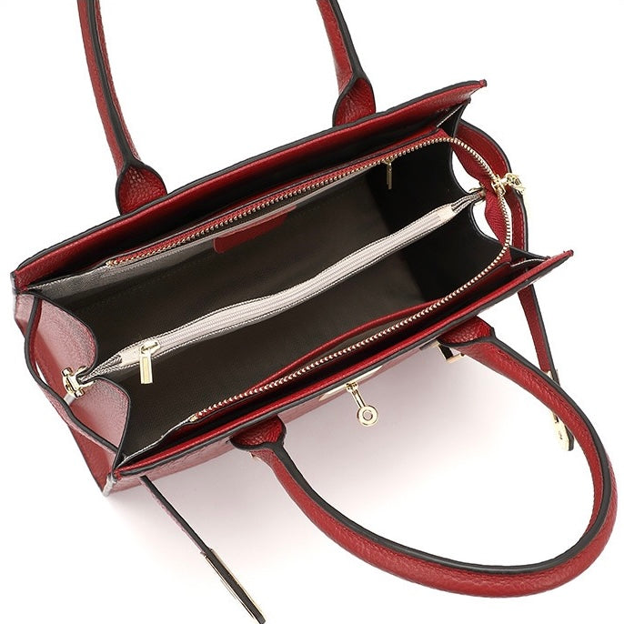 Bolso clásico de cuero genuino de mujer, para uso diario
