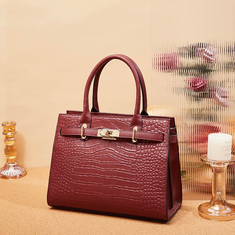 Bolso clásico de cuero genuino de mujer, para uso diario