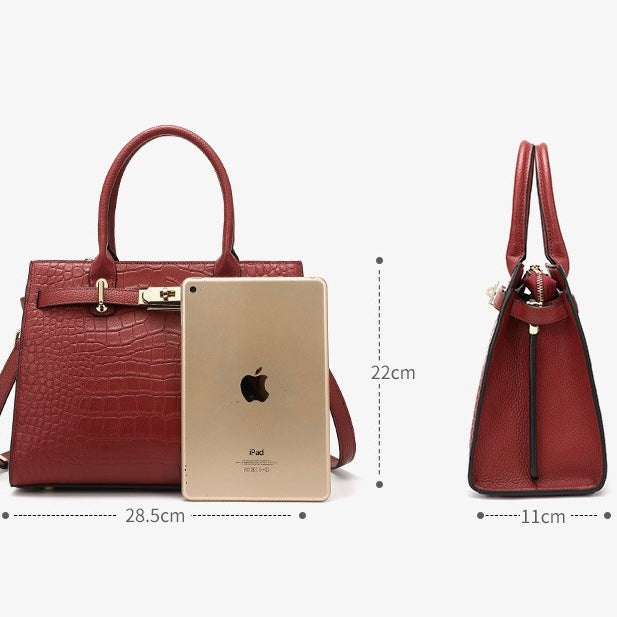 Bolso clásico de cuero genuino de mujer, para uso diario