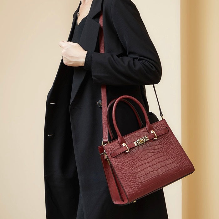 Bolso clásico de cuero genuino de mujer, para uso diario