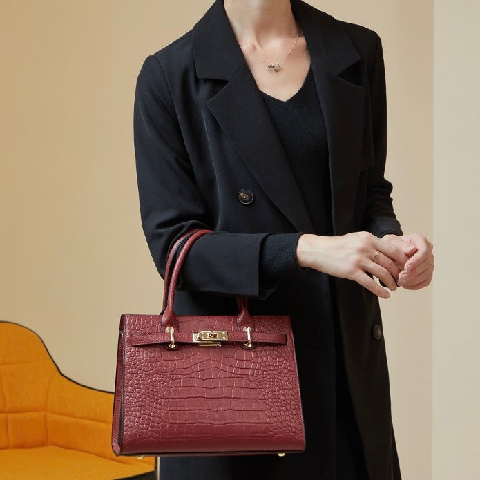 Bolso clásico de cuero genuino de mujer, para uso diario