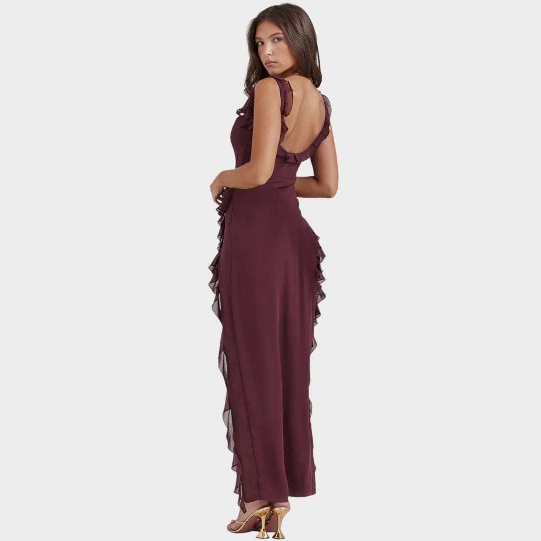 Amira | Vestido largo ciruela oscuro