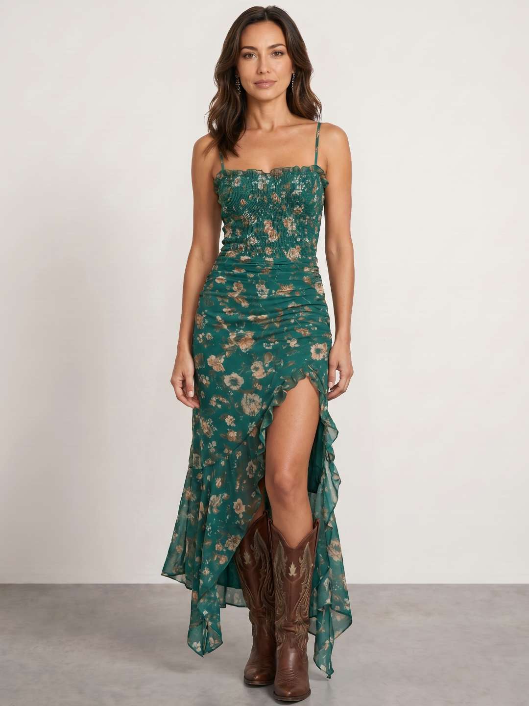 Vestido floral con abertura lateral