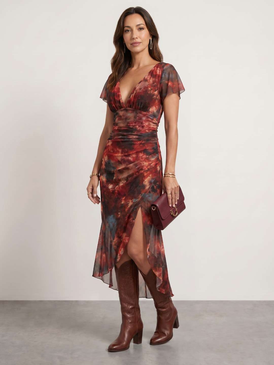 Vestido midi detalle drapeado