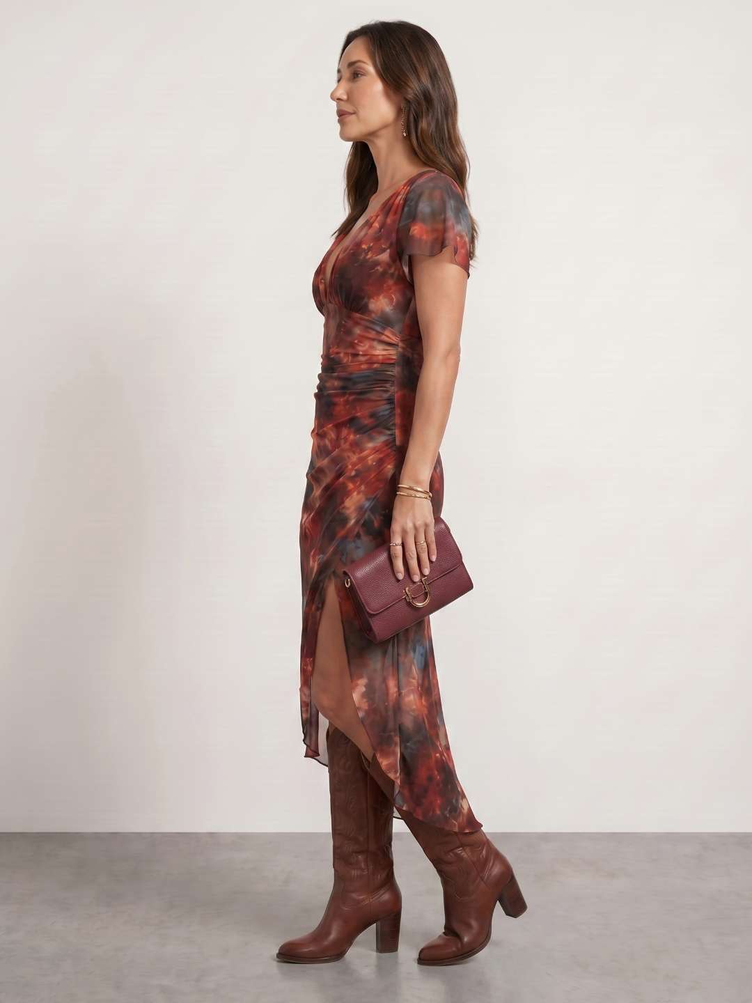 Vestido midi detalle drapeado