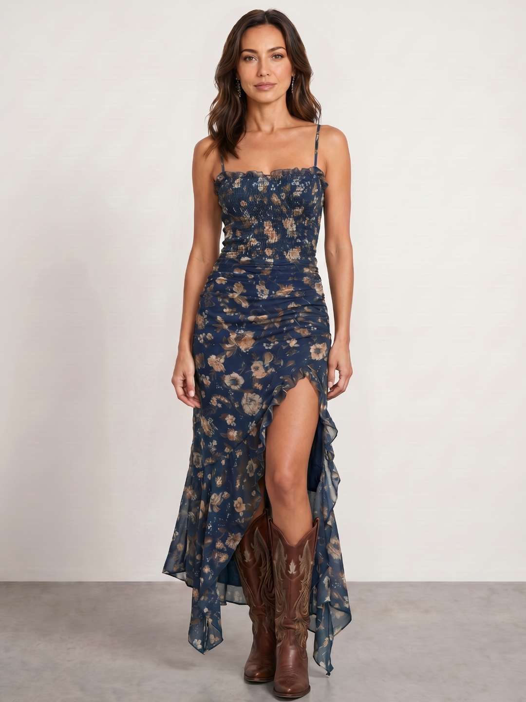 Vestido floral con abertura lateral