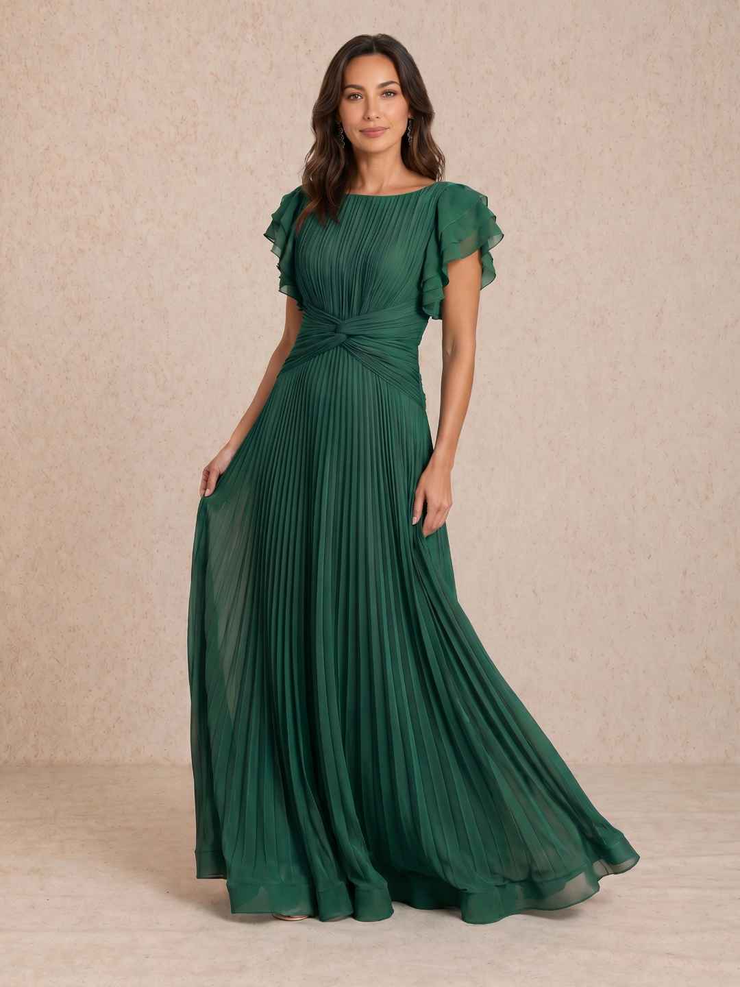 Vestido plisado con detalle nudo