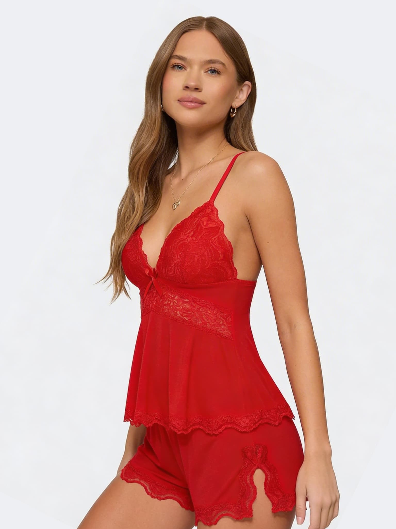 Conjunto lencero con encaje