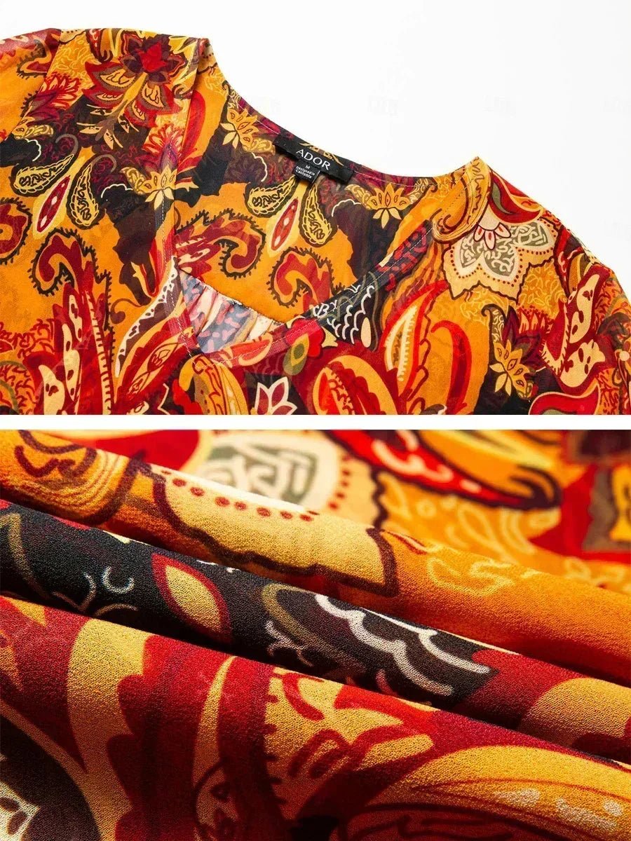 Blusa boho elegante de gasa con manga de volante - Nhaura