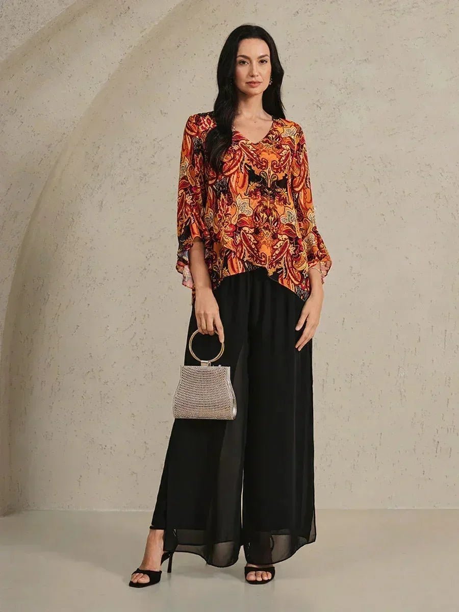 Blusa boho elegante de gasa con manga de volante - Nhaura