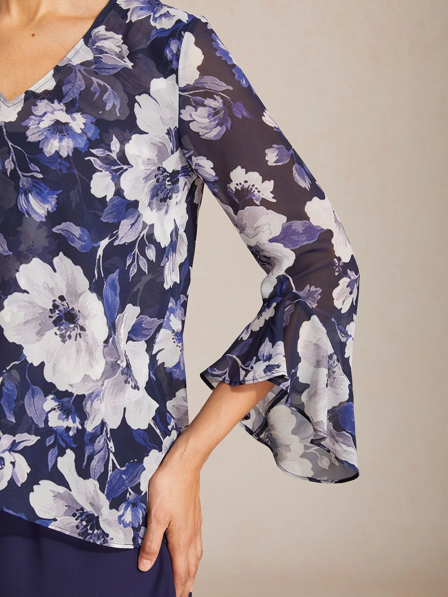 Blusa boho elegante de gasa con manga de volante - Nhaura
