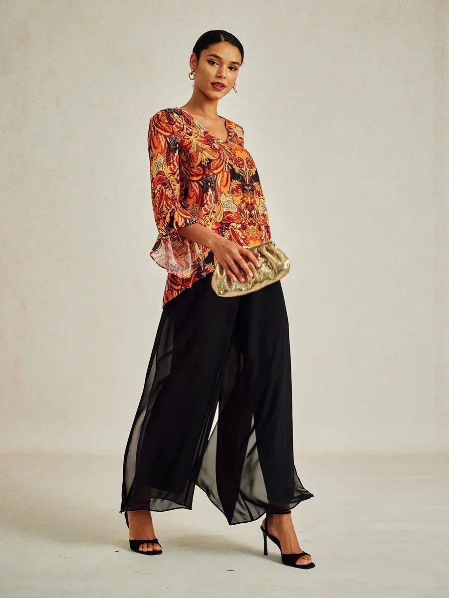 Blusa boho elegante de gasa con manga de volante - Nhaura