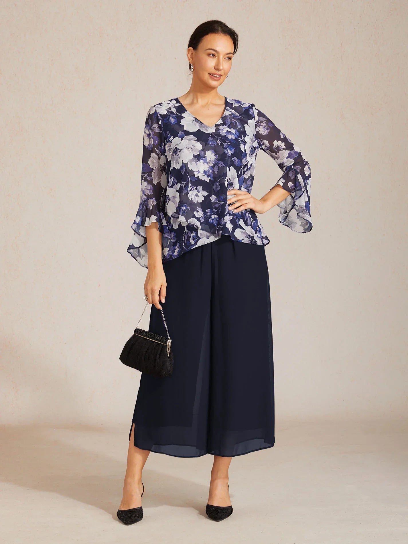 Blusa boho elegante de gasa con manga de volante - Nhaura