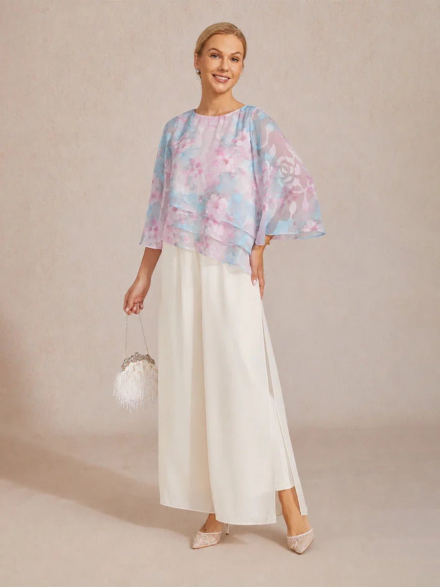 Blusa de encaje y gasa con capas y estampado floral - Nhaura