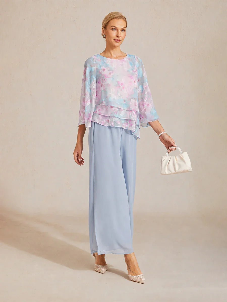 Blusa de encaje y gasa con capas y estampado floral - Nhaura