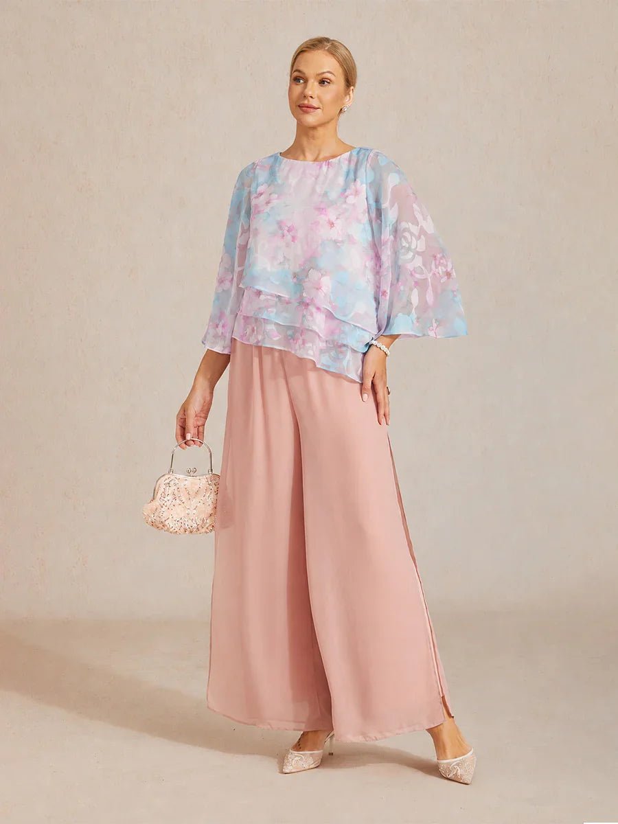 Blusa de encaje y gasa con capas y estampado floral - Nhaura