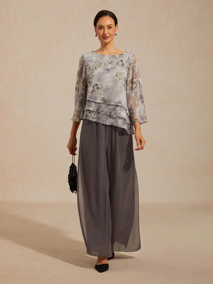 Blusa de encaje y gasa con capas y estampado floral - Nhaura