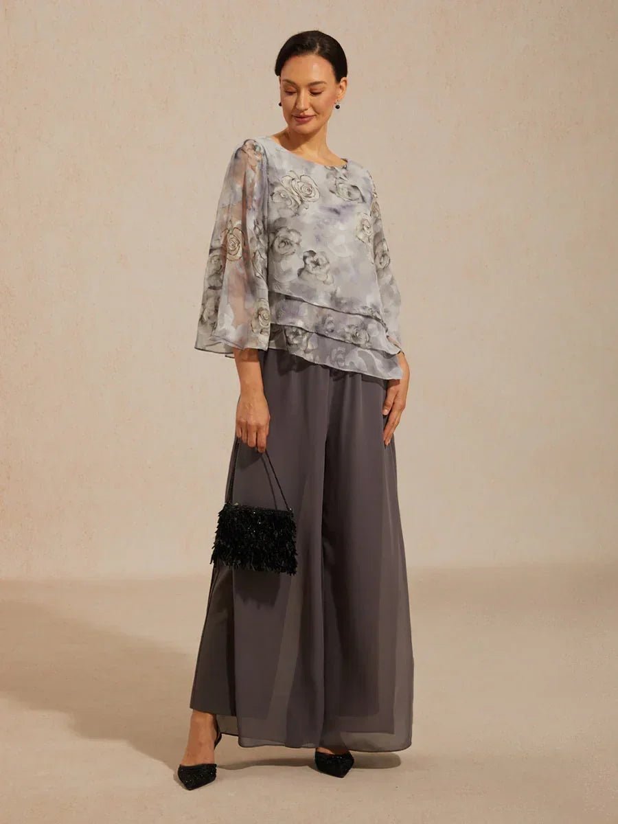 Blusa de encaje y gasa con capas y estampado floral - Nhaura