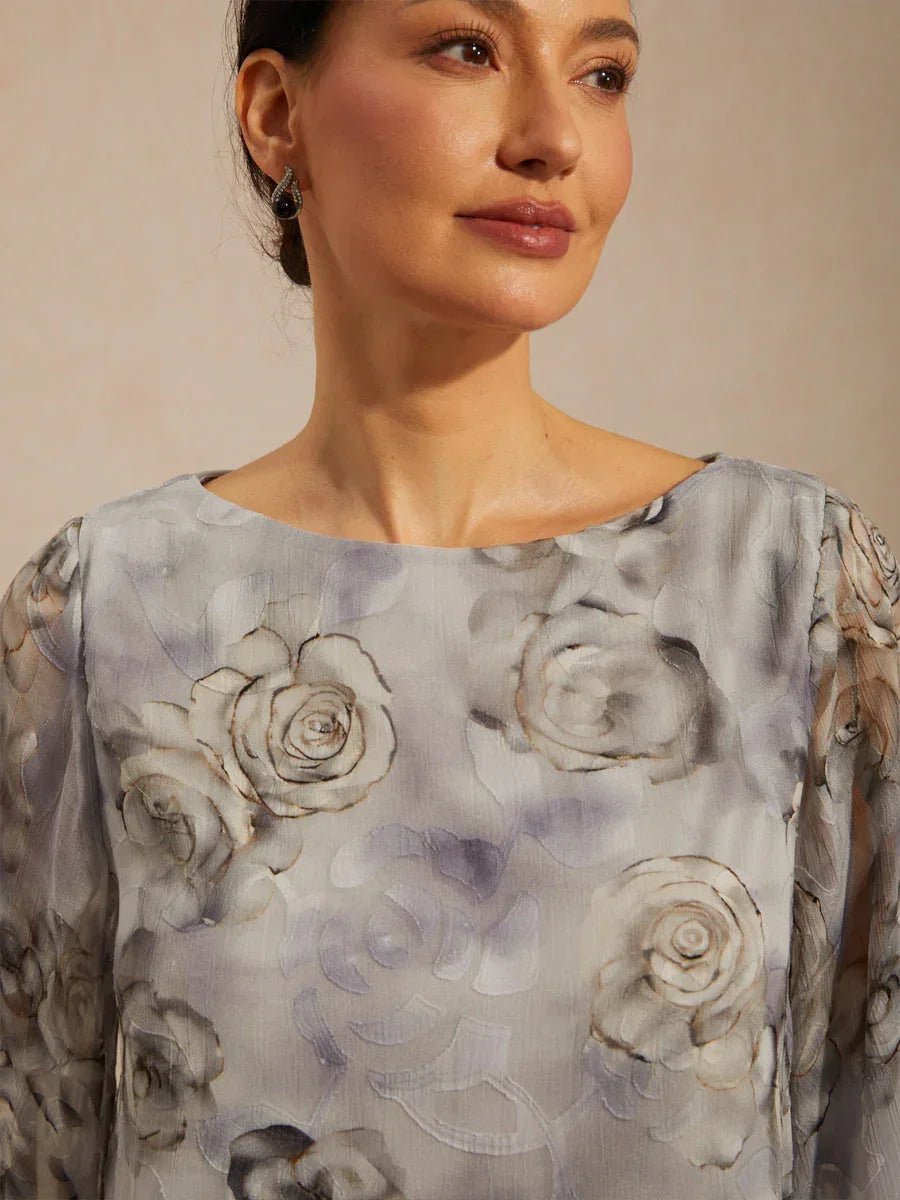Blusa de encaje y gasa con capas y estampado floral - Nhaura