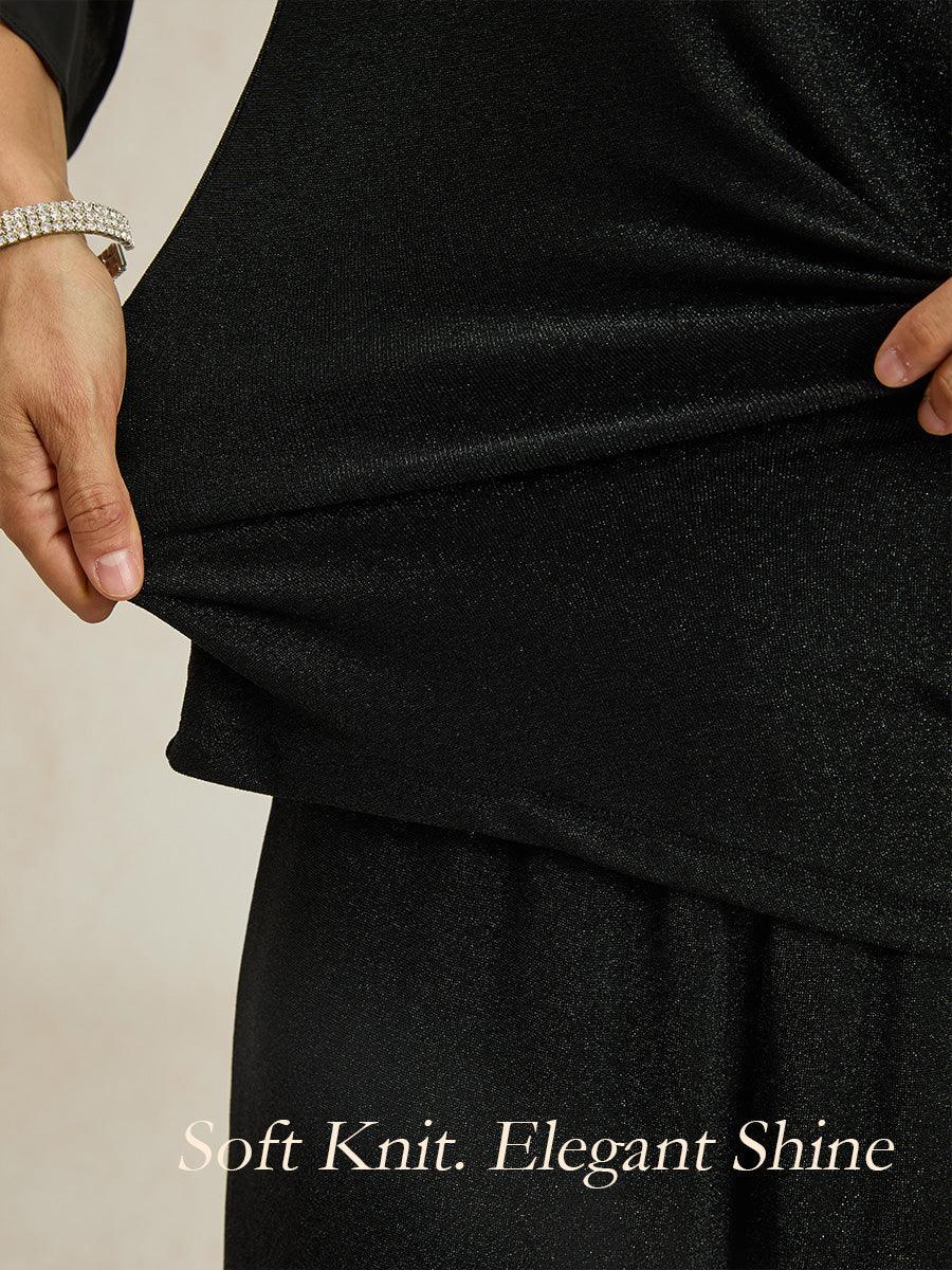 Blusa de punto metalizado efecto ilusión con pedrería - Nhaura