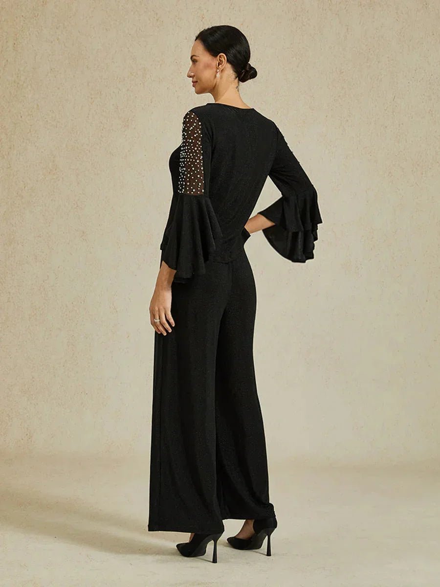 Blusa de punto metalizado efecto ilusión con pedrería - Nhaura