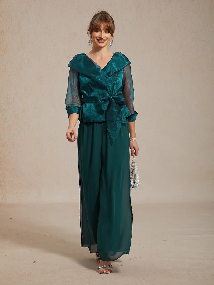 Blusa elegante con cuello de organza semitransparente para anudar - Nhaura