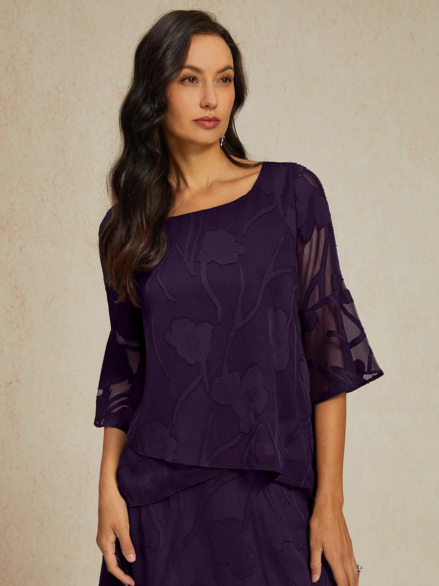 Blusa elegante de gasa con bajo asimétrico - Nhaura
