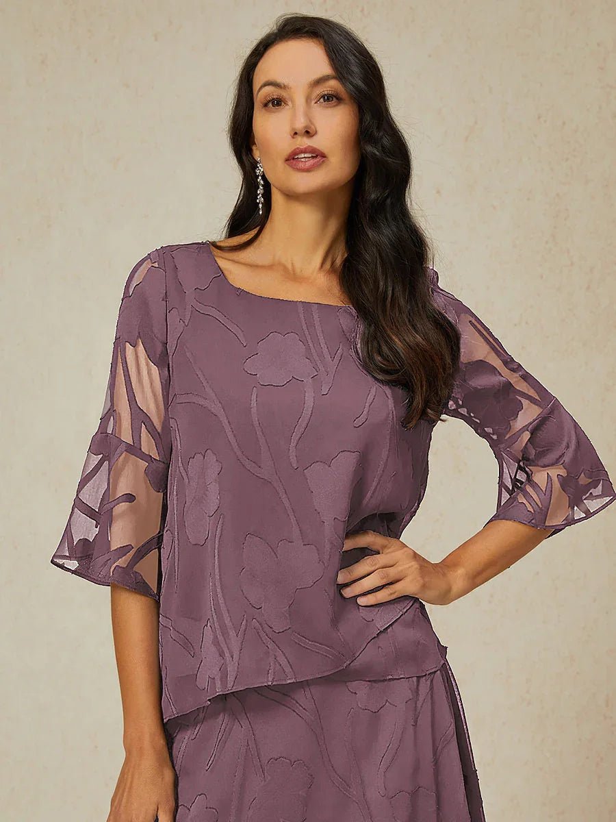 Blusa elegante de gasa con bajo asimétrico - Nhaura
