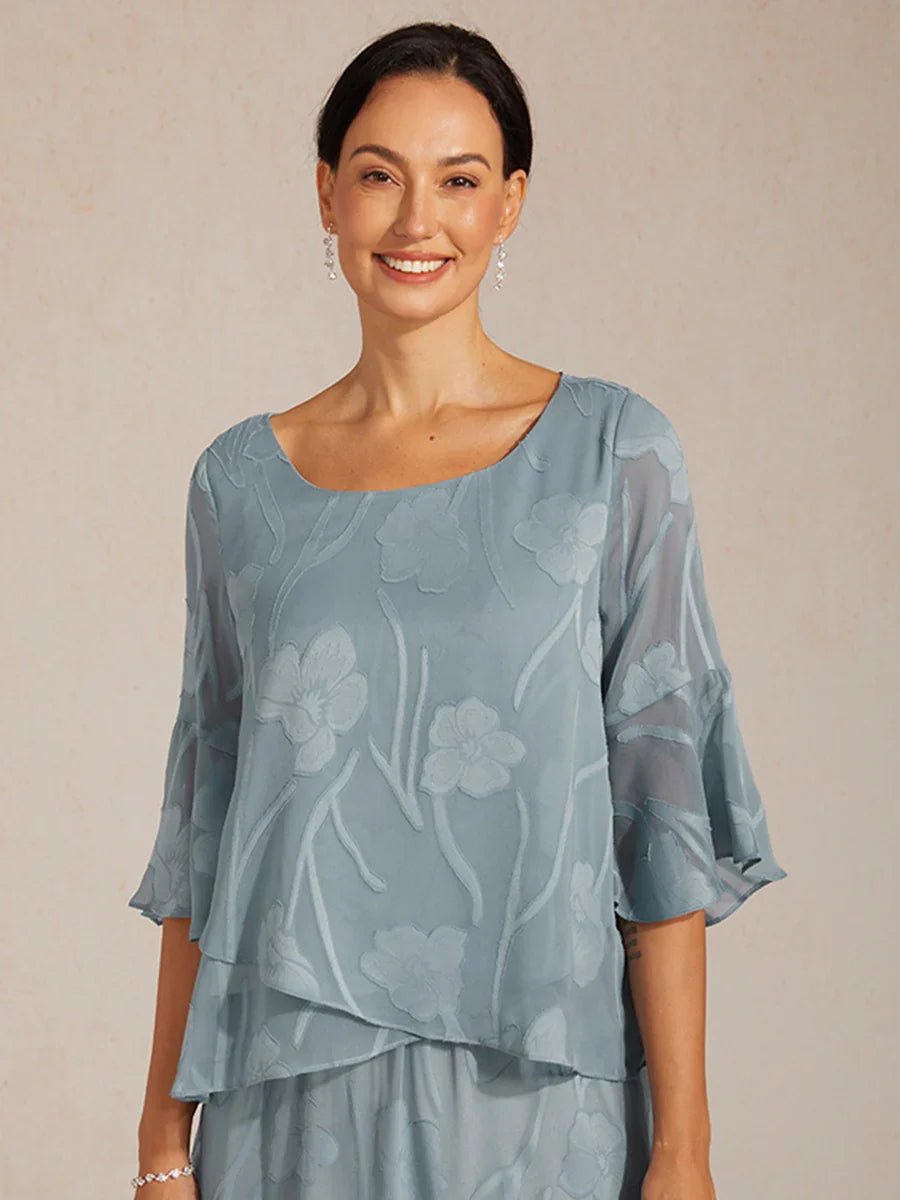 Blusa elegante de gasa con bajo asimétrico - Nhaura