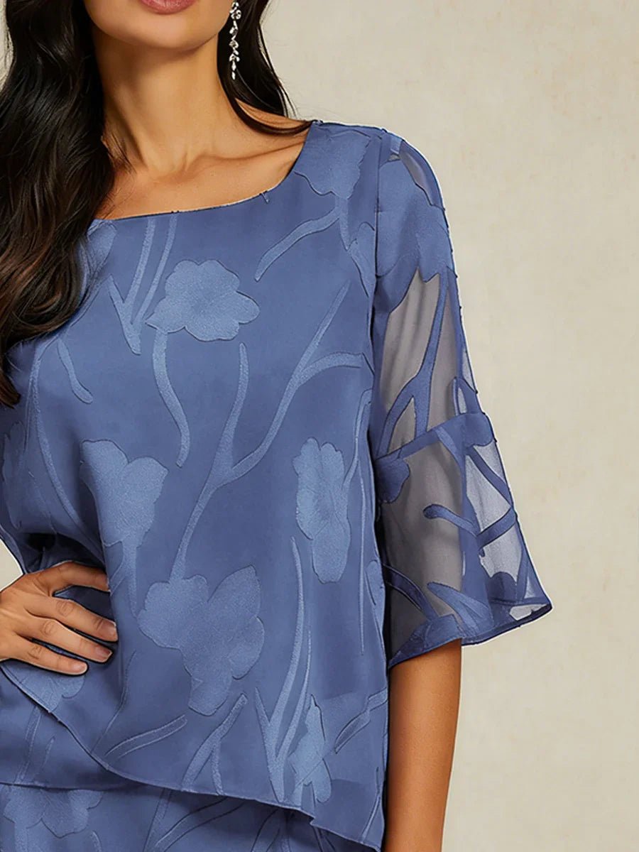 Blusa elegante de gasa con bajo asimétrico - Nhaura