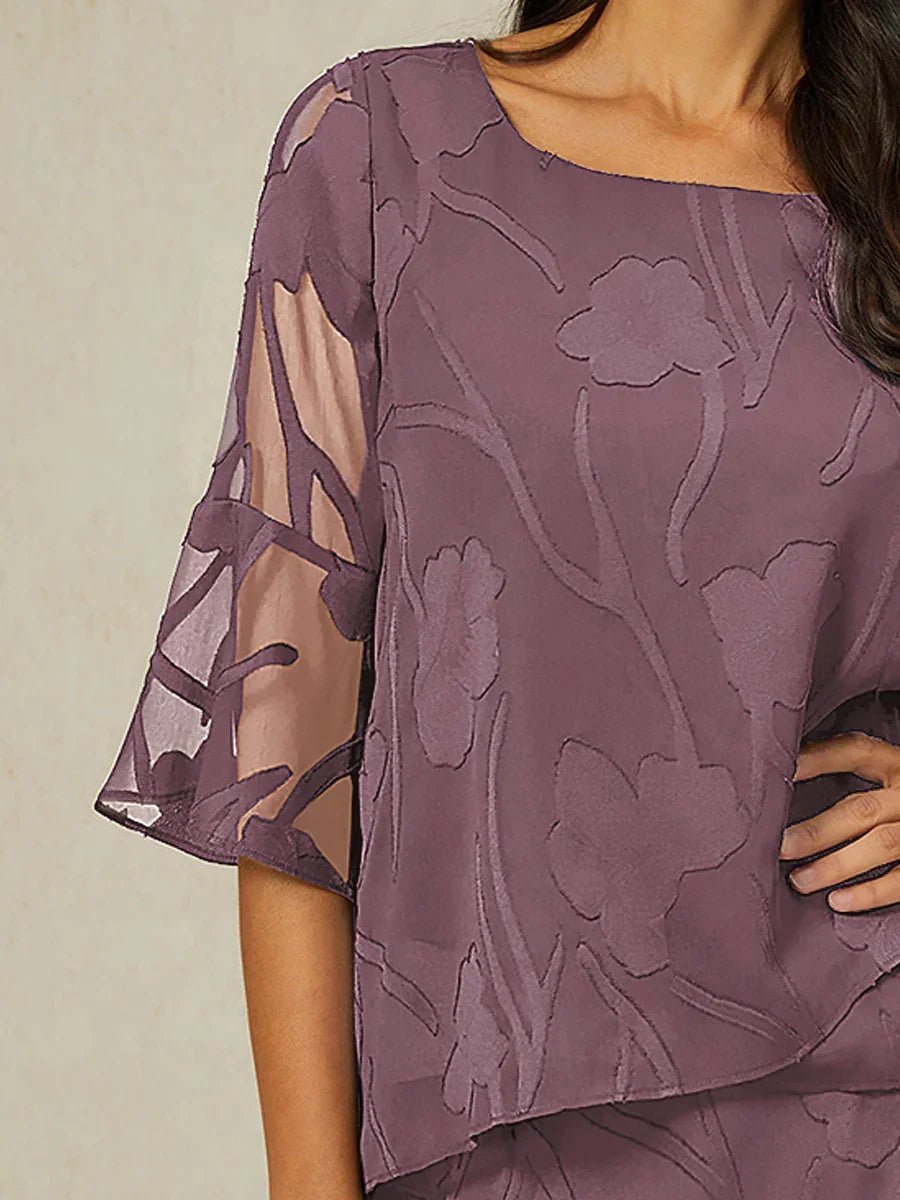 Blusa elegante de gasa con bajo asimétrico - Nhaura