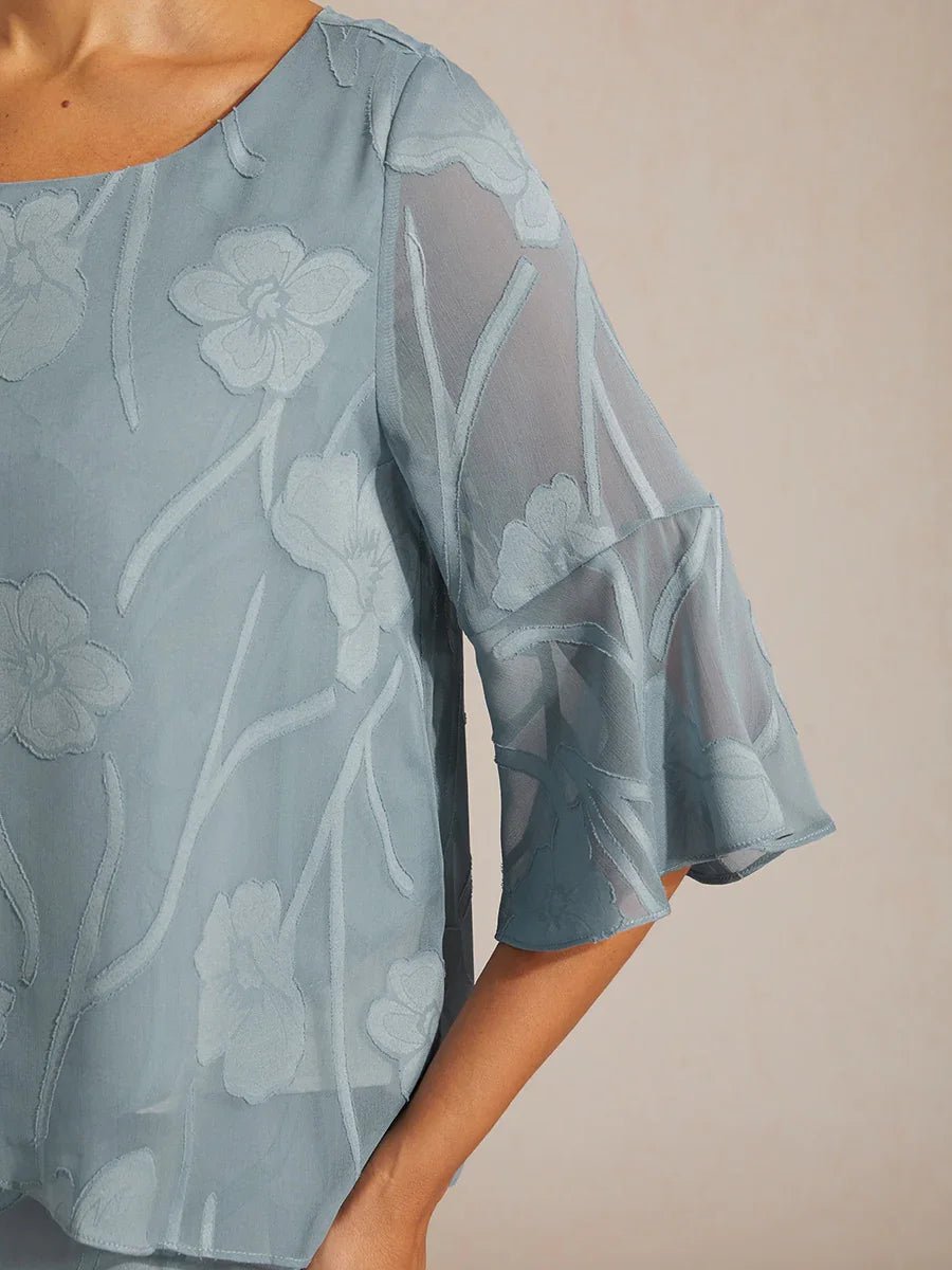 Blusa elegante de gasa con bajo asimétrico - Nhaura