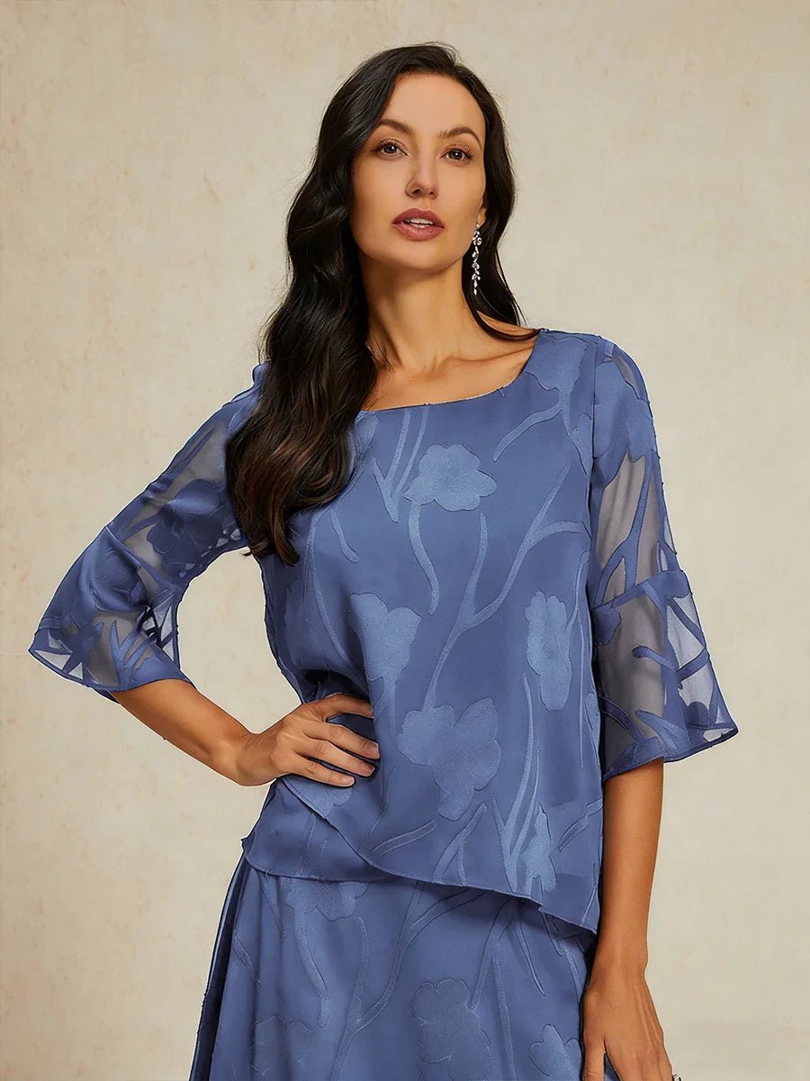 Blusa elegante de gasa con bajo asimétrico - Nhaura