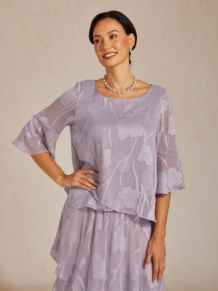 Blusa elegante de gasa con bajo asimétrico - Nhaura