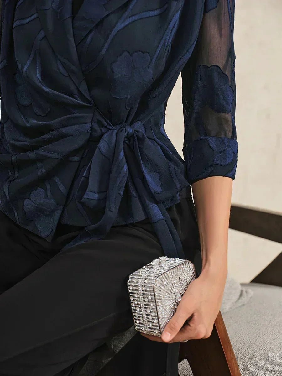 Blusa elegante de gasa floral - Nhaura