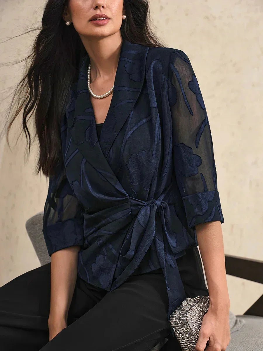 Blusa elegante de gasa floral - Nhaura