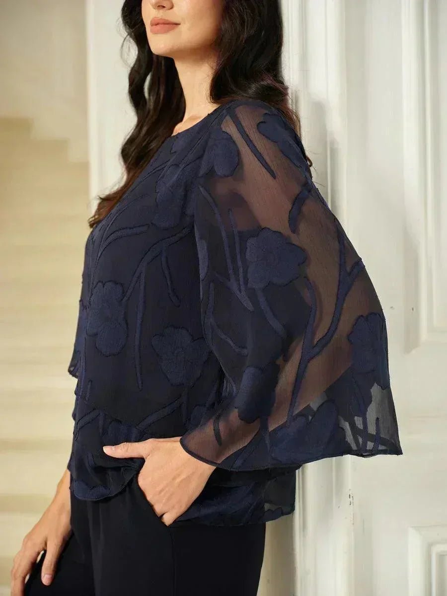 Blusa floral de gasa con capas - Nhaura