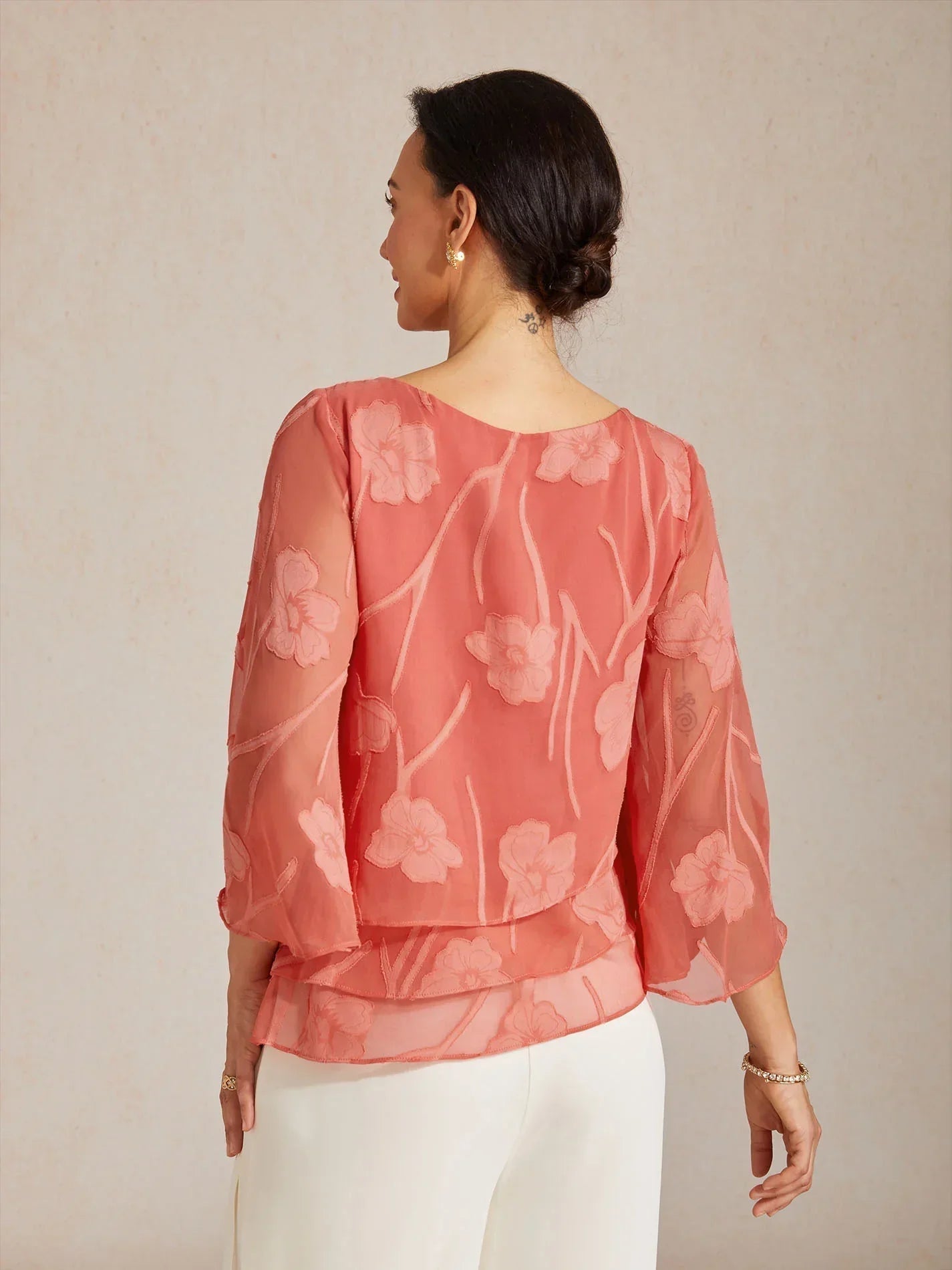 Blusa floral de gasa con capas - Nhaura