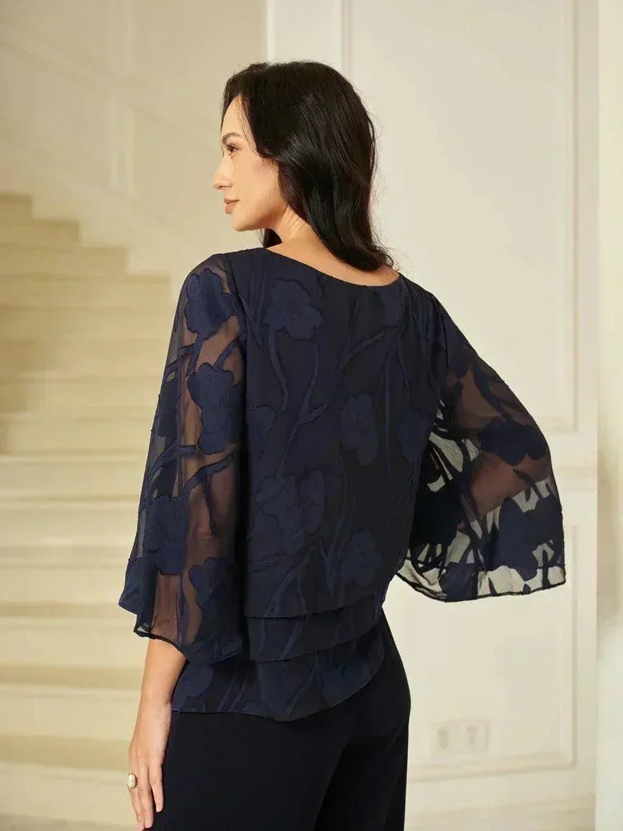 Blusa floral de gasa con capas - Nhaura